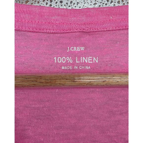 J.Crew 100% Linen V-Neck T-Shirt Pink Size M Women - Picture 3 of 5
